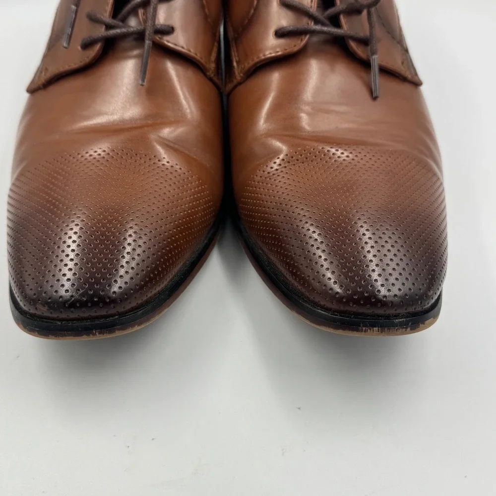 Tommy Hilfiger Shory Dress Shoes Mens 10 Brown Perforated‎ Cap Toe Derby TMSHORY